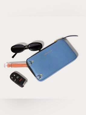 Bandolier Blue Crossbody Phone Pouch Stud Strap